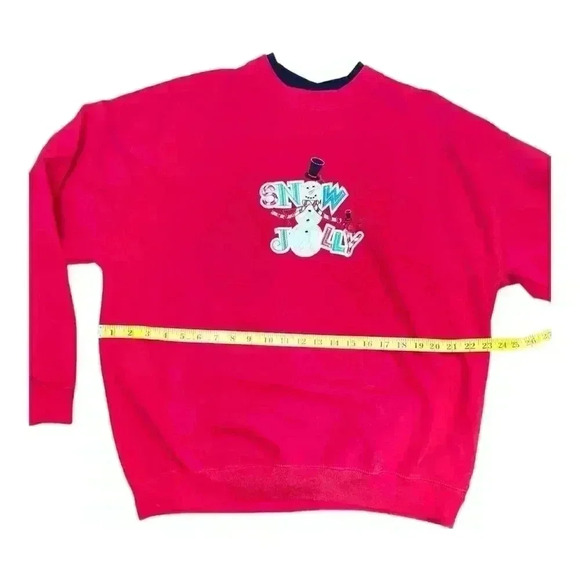 Vintage M&C Sportswear Women's 1X Red Snowman Sweatshirt Winter Festive - Picture 3 of 10
